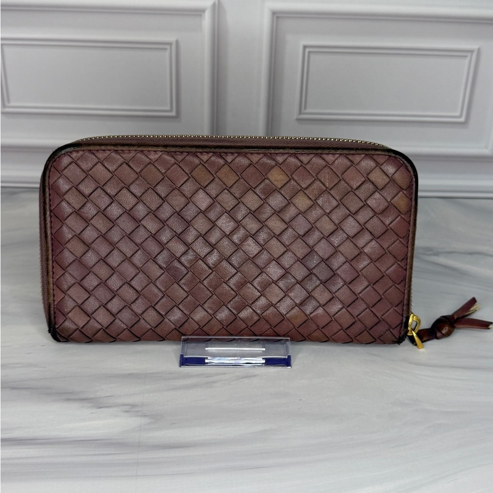 Bottega Veneta Brown Intrecciato Nappa Leather Long Zip Wallet w/ Box - Picture 4 of 12